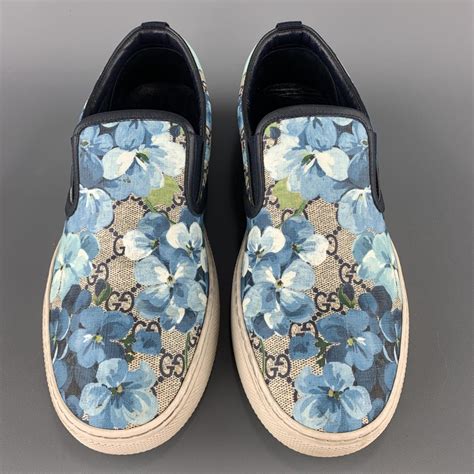 gucci blue flower slip on